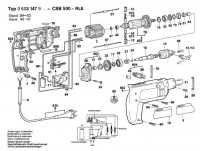 Bosch 0 603 147 942 CSB 500-RLE Percussion Drill 240 V / GB Spare Parts CSB500-RLE
